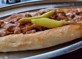 Traditional Shtip pastrmajlija served in a local restaurant in North Macedonia