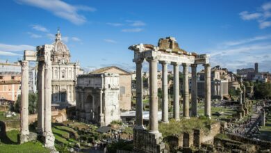 Ancient Roman columns and ruins