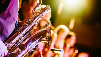 Saxophonist performing live at a jazz concert