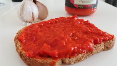 Ajvar on toast – a classic vegetarian Macedonian food