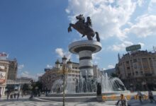 Warrior on a Horse statue on Macedonia Square, Skopje
