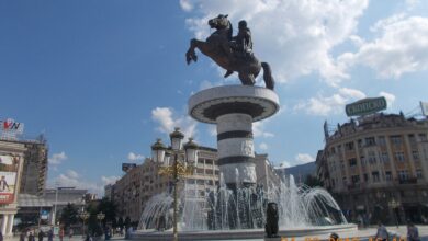 Warrior on a Horse statue on Macedonia Square, Skopje